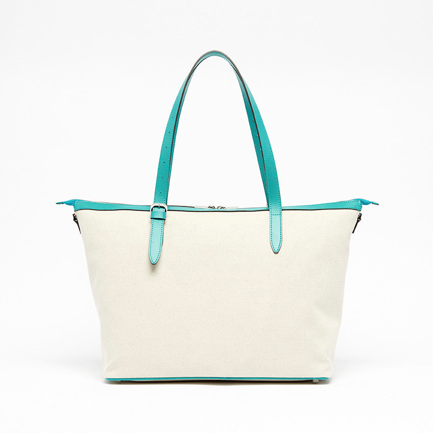 Back view of The Giulia Canvas Tote Bag with clean proportions, soft structure, and refined minimalist construction.