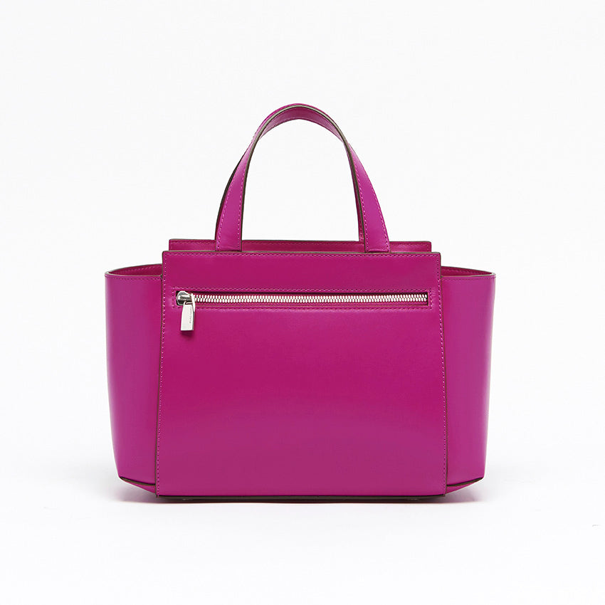 Back view of The Maja Little Tote Bag by Studio Tondini in structured Orchid leather with clean lines and composed minimalist construction.